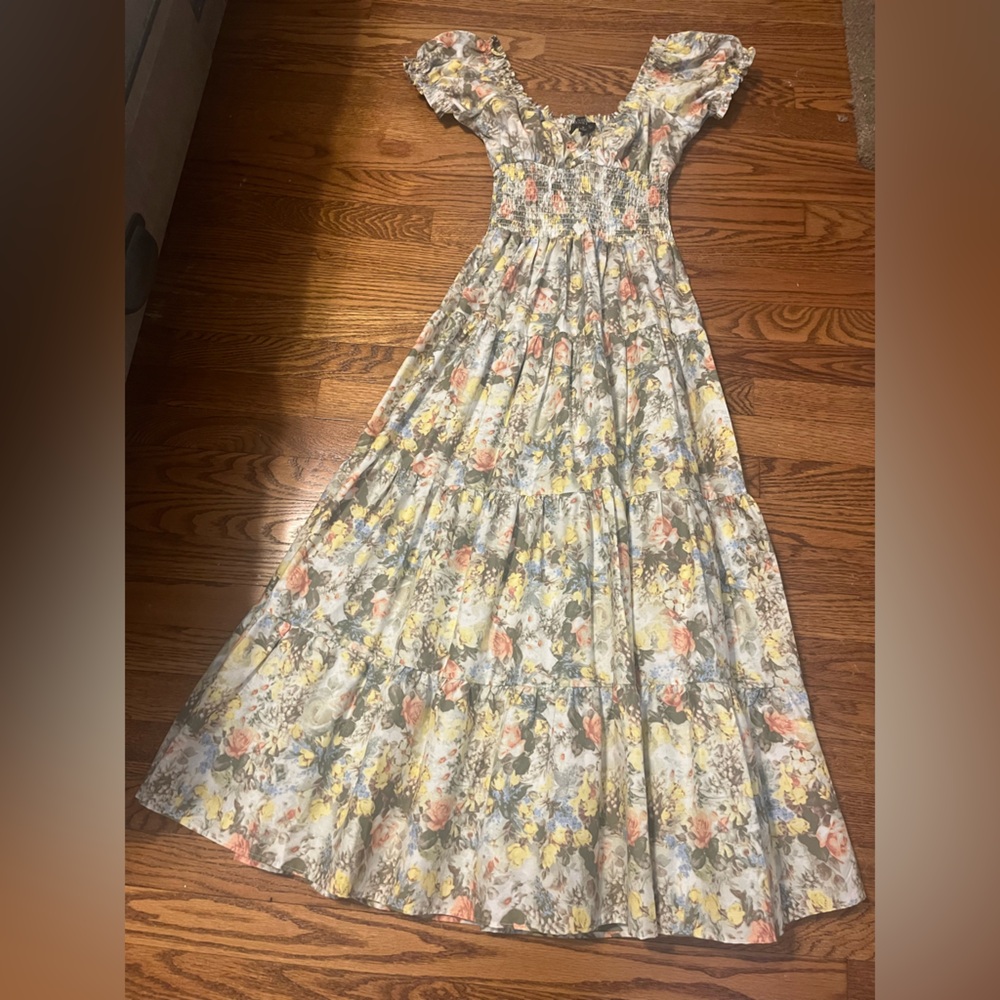 Danielle Bernstein Multicolor Smocked Floral Dress Women’s Size Small